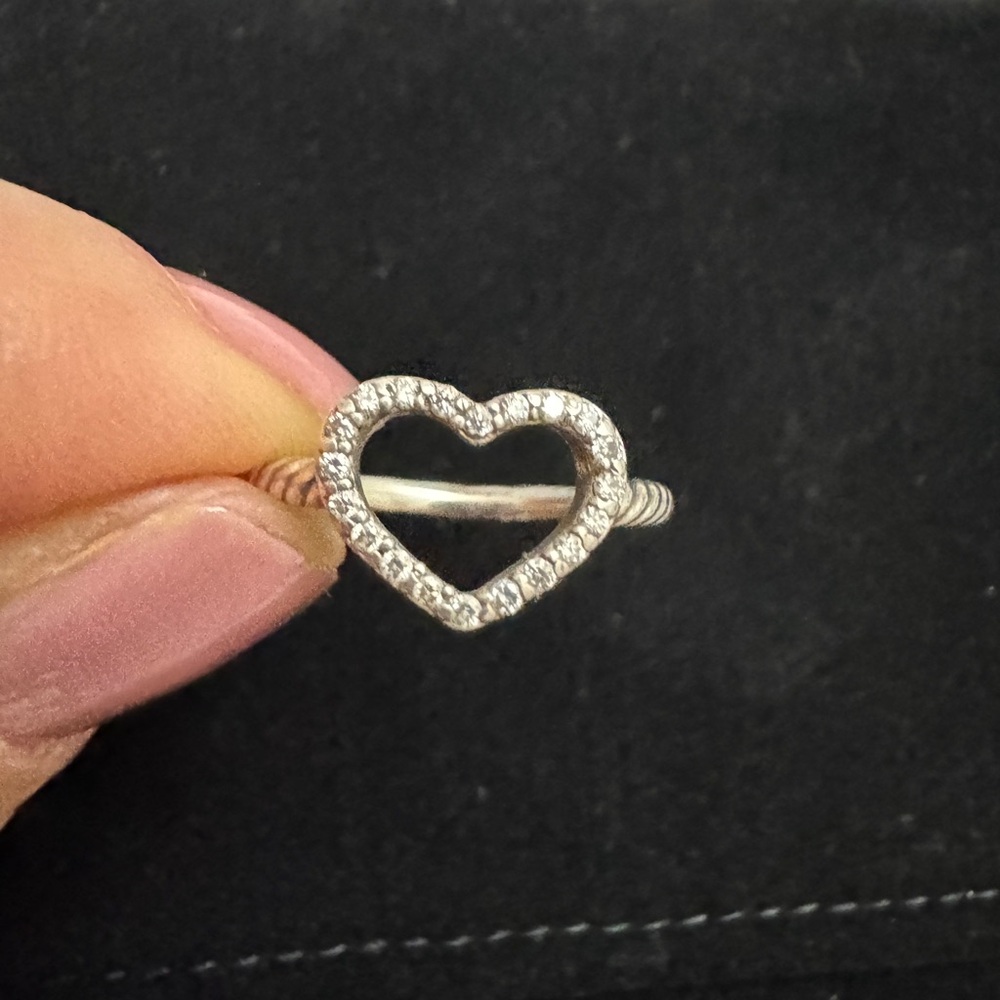 David Yurman Silver Heart Ring with diamond